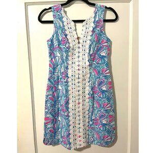 Lilly Pulitzer Target Shift Dress My Fans Blue Pink Size 2 NWT